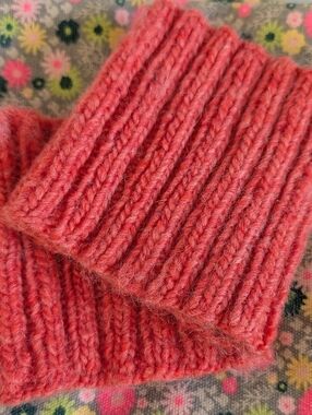 Coral Hand-Knit Wool Boot Cuffs